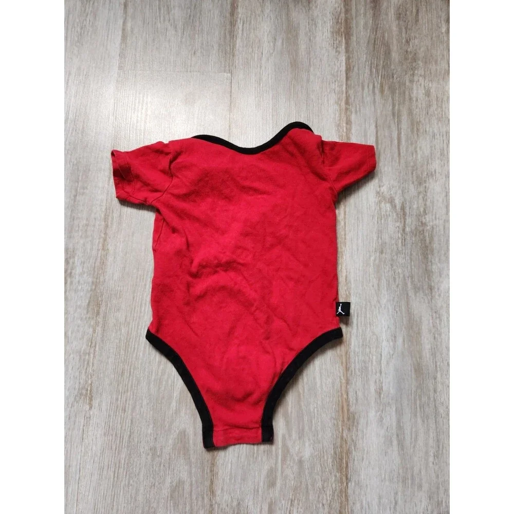 Jordan Air Jumpman Basketball Baby One Piece Red Black Snap Sz 6-9 Months GUC